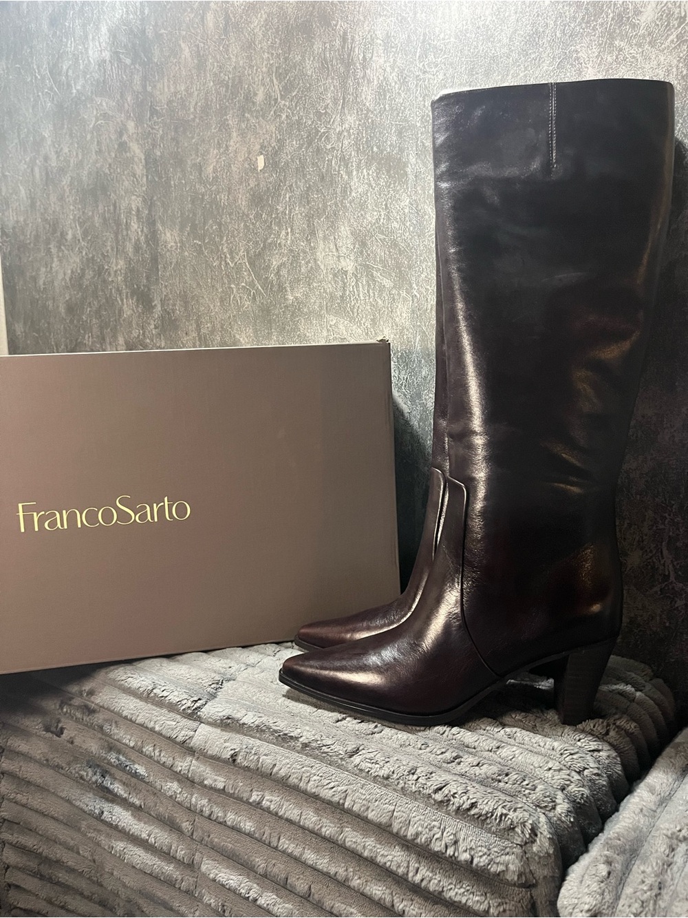 Franco Sarto Tall Knee-High Leather Boots - Dark Brown NEW 7.5